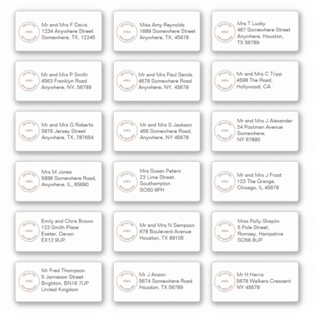 18 Different Recipient Names Addresses Brand Logo Sticker (Front)