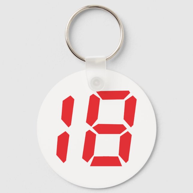 18 eighteen red alarm clock digital number keychain (Front)