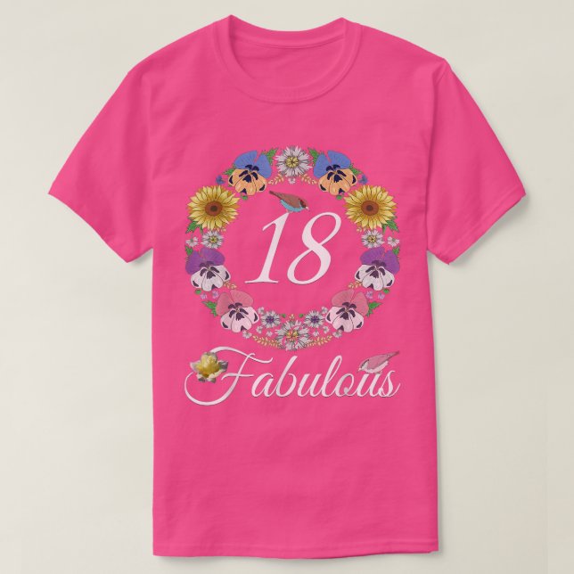 18 & Fabulous Tee 18 Year Old Floral 2004 18th Bir (Design Front)