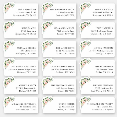 18 Floral Wedding Invitation Shipping Address Sticker