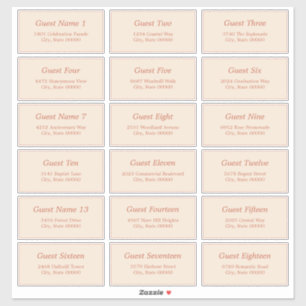 18 Guest Address Labels Terracotta Beige Sticker