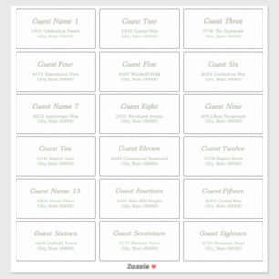 18 Guest Address Labels White Sage Green Sticker