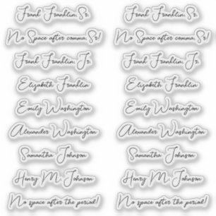 18 Guest Names Elegant Monoline Calligraphy Script Sticker