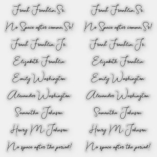18 Guest Names Elegant Monoline Calligraphy Script Sticker