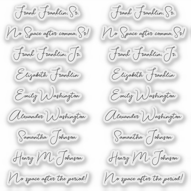 18 Guest Names Elegant Monoline Calligraphy Script Sticker (Front)