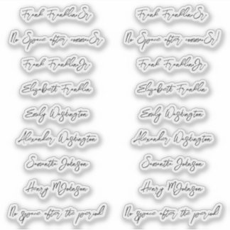 18 Guest Names Handwriting Style Script Sticker