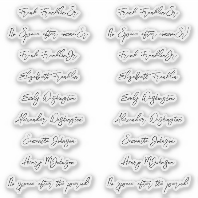 18 Guest Names Handwriting Style Script Sticker (Front)