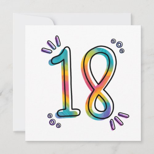 18 Happy 18th Birthday Rainbow Number Modern Holiday Card