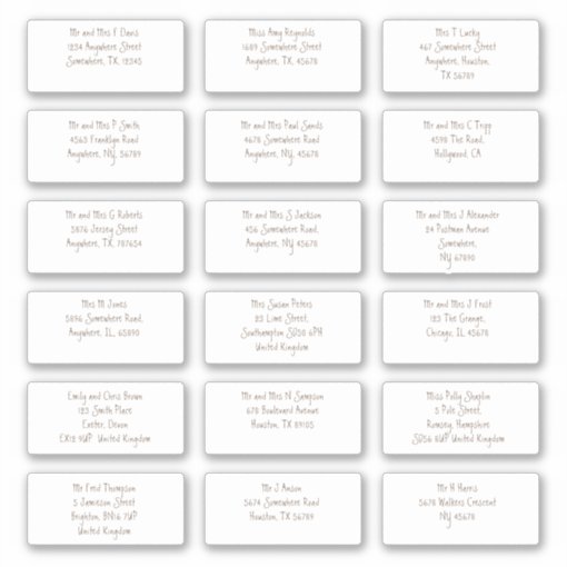 18 Individual Guest Name Addresses Modern Brown Sticker Zazzle