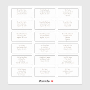 18 Individual Guest Name Addresses Modern Brown Sticker