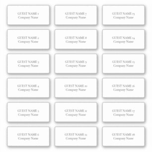 18 Individual Guest Name and Company Business Sticker