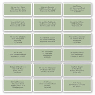 18 Individual Guest Names Addresses Sage Green Sticker