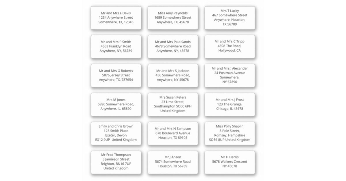 18 Individual Recipient Name Address Shipping Sans Sticker | Zazzle