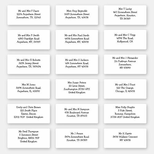 18 Informal Individual Guest Name Address Shipping Sticker