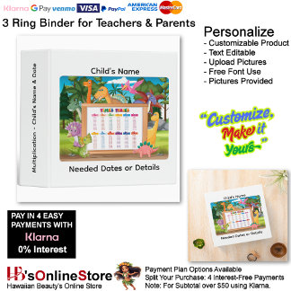 18 Learn Multiplication Child's Name Date Teacher 3 Ring Binder