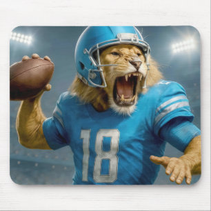 #18 Lion Football Player Mouse Pad