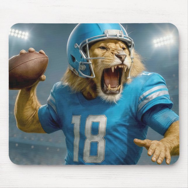 #18 Lion Football Player Mouse Pad (Front)