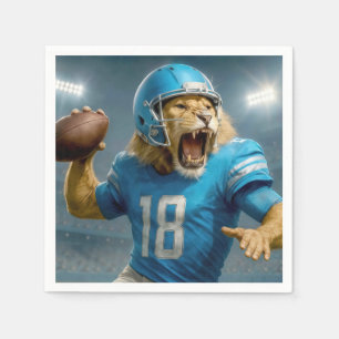 #18 Lion Football Player Napkins