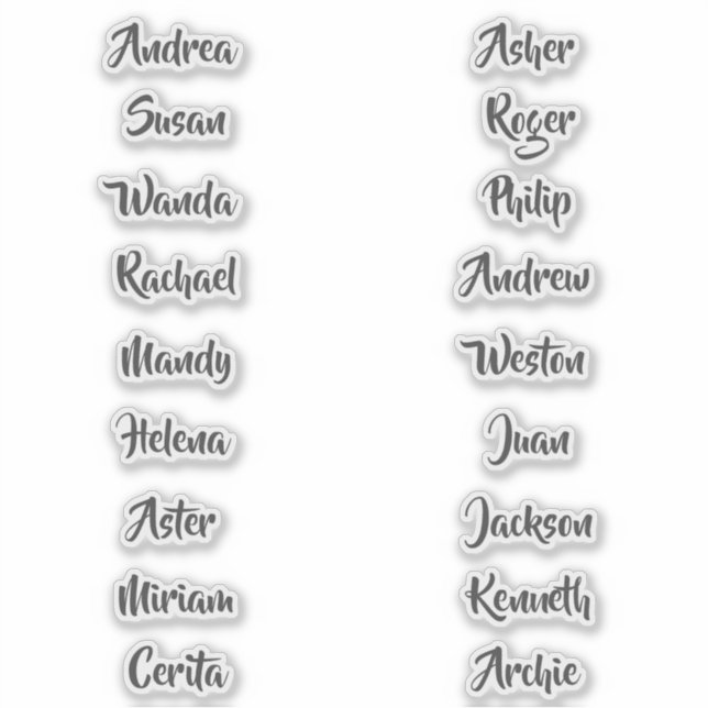 18 Names Custom Text Scrapbook Word Set Stickers (Front)