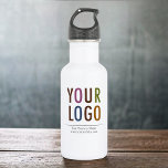 18 oz Personalized Water Bottle with Company Logo<br><div class="desc">Personalize this stainless steel water bottle with your own company logo, slogan, website address, or other custom text. Custom branded water bottles can advertise your business as work gifts and swag. Utilizing reusable water bottles in your office can save costs on disposable cups and be more green to the environment....</div>