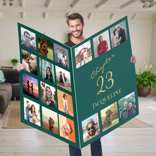 18 Photo Any Year Green And Gold Giant Birthday Card