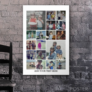 18 Photo Collage and Text - Can Edit Black Poster