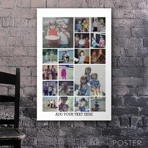 18 Photo Collage and Text - Can Edit Black Poster