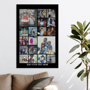 18 Photo Collage and Text - Can Edit Black Wall Decal