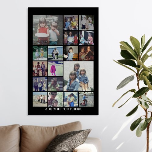 18 Photo Collage and Text _ Can Edit Black Wall Decal