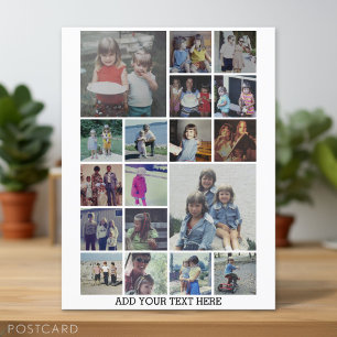 18 Photo Collage and Text - Can Edit white Postcard