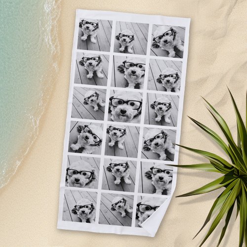 18 Photo Collage _ CAN EDIT background color Beach Towel