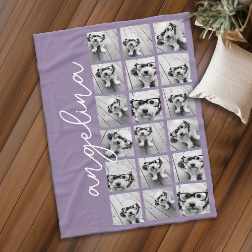 18 Photo Collage _ CAN EDIT background color Fleece Blanket