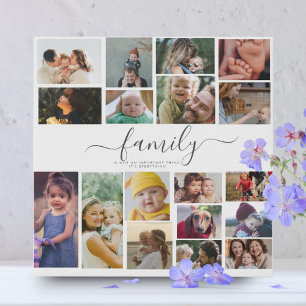 18 Photo Collage Cute Family Love Memory Faux Canvas Print