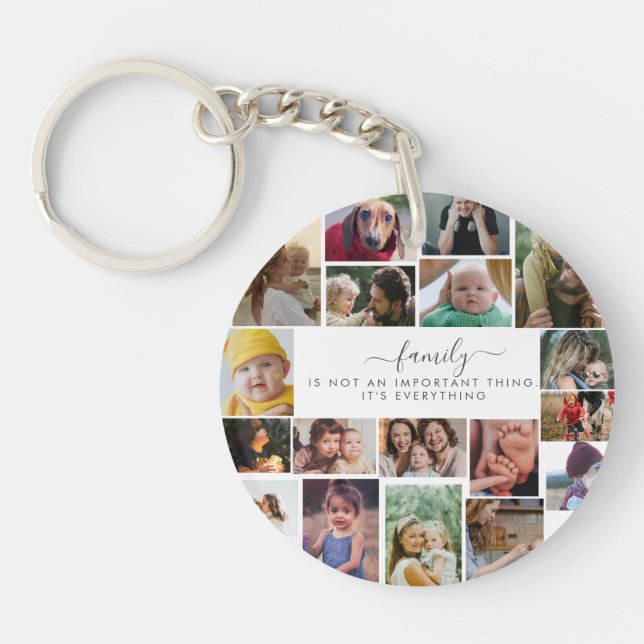 18 Photo Collage Cute Family Love Memory Keychain (Front)