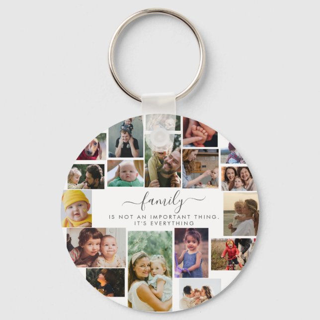 18 Photo Collage Cute Family Love Memory Keychain (Front)