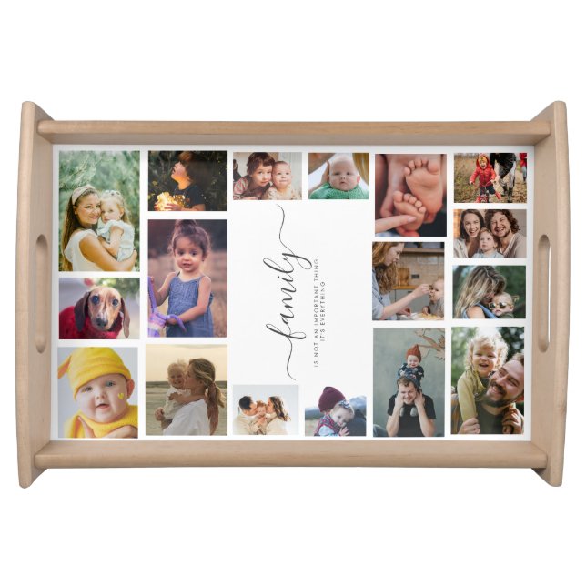 18 Photo Collage Cute Family Love Memory Serving Tray (Front)