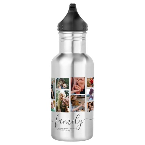 18 Photo Collage Cute Family Love Memory Stainless Steel Water Bottle