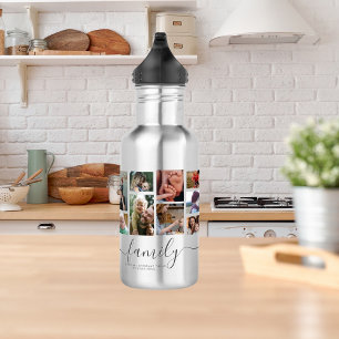 18 Photo Collage Cute Family Love Memory Stainless Steel Water Bottle