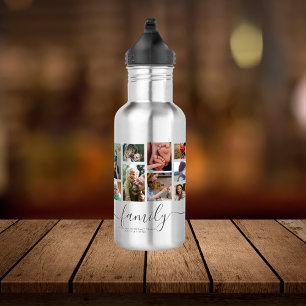 18 Photo Collage Cute Family Love Memory Stainless Steel Water Bottle