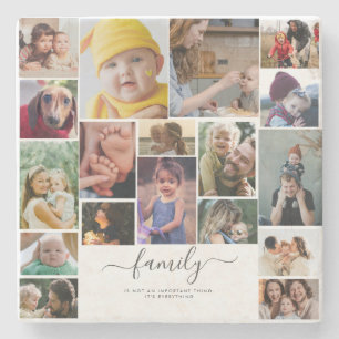18 Photo Collage Cute Family Love Memory Stone Coaster