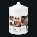 18 Photo Collage Cute Family Love Memory Teapot<br><div class="desc">Introducing our modern and chic personalized photo collage product! This stylish item allows you to create a unique and one-of-a-kind collage featuring your own personal photos. Simply choose your favorite Instagram snaps or photography, and add them to our pre-designed photo collage template. Our template features a beautiful typography elegant script...</div>