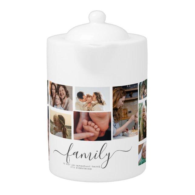 18 Photo Collage Cute Family Love Memory Teapot (Front)