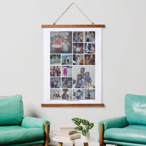 18 Photo Collage Montage and Text _ Can Edit White Hanging Tapestry