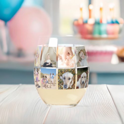 18 Photo Collage Personalized Stemless Wine Glass