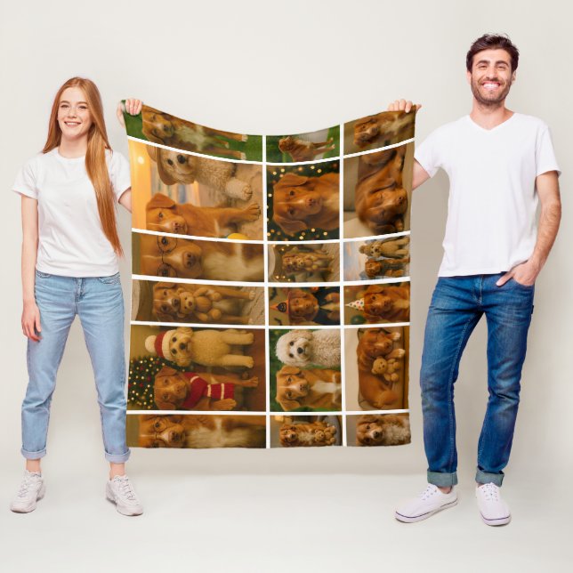 18 Photo Collage Personalized Template Fleece Blanket (In Situ)