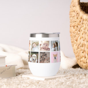 18 Photo Collage Personalized Thermal Wine Tumbler