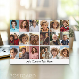 18 Photo Collage with black text on white Postcard