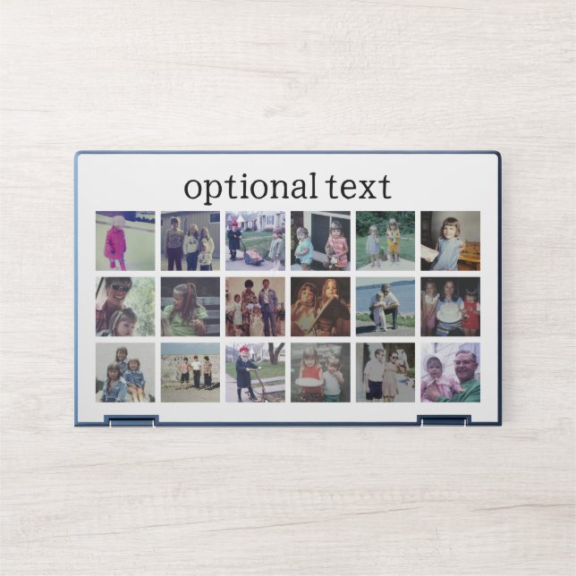 18 Photo Collage with white text on black HP Laptop Skin (Front)