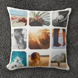 18 Photo Double Sided Template Grid White  Frame Throw Pillow