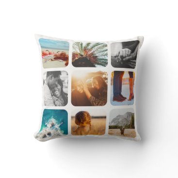 18 Photo Double Sided Template Grid White  Frame Throw Pillow